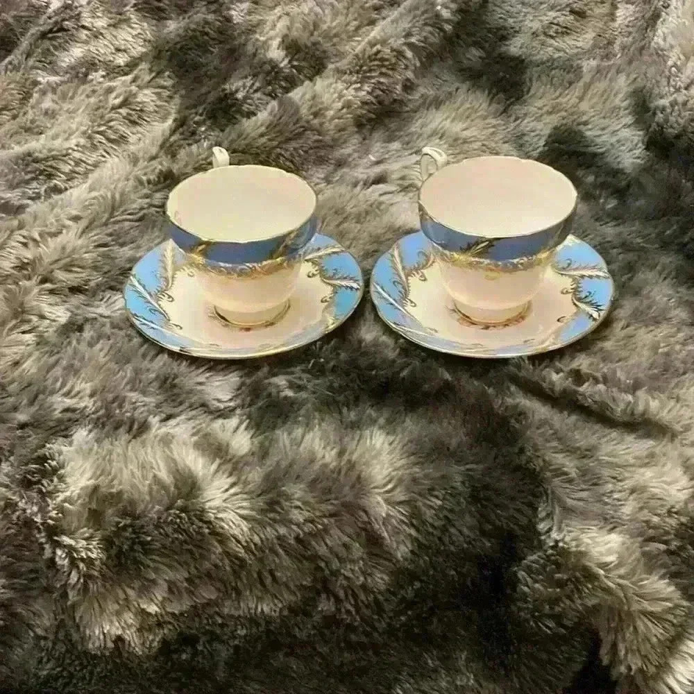 Paragon Teacup and Saucer Pattern E 104 H Blue set of 2